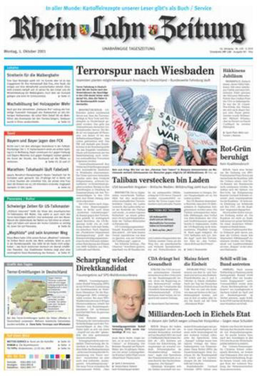 Rhein-Lahn-Zeitung Diez (Archiv) vom Montag, 01.10.2001