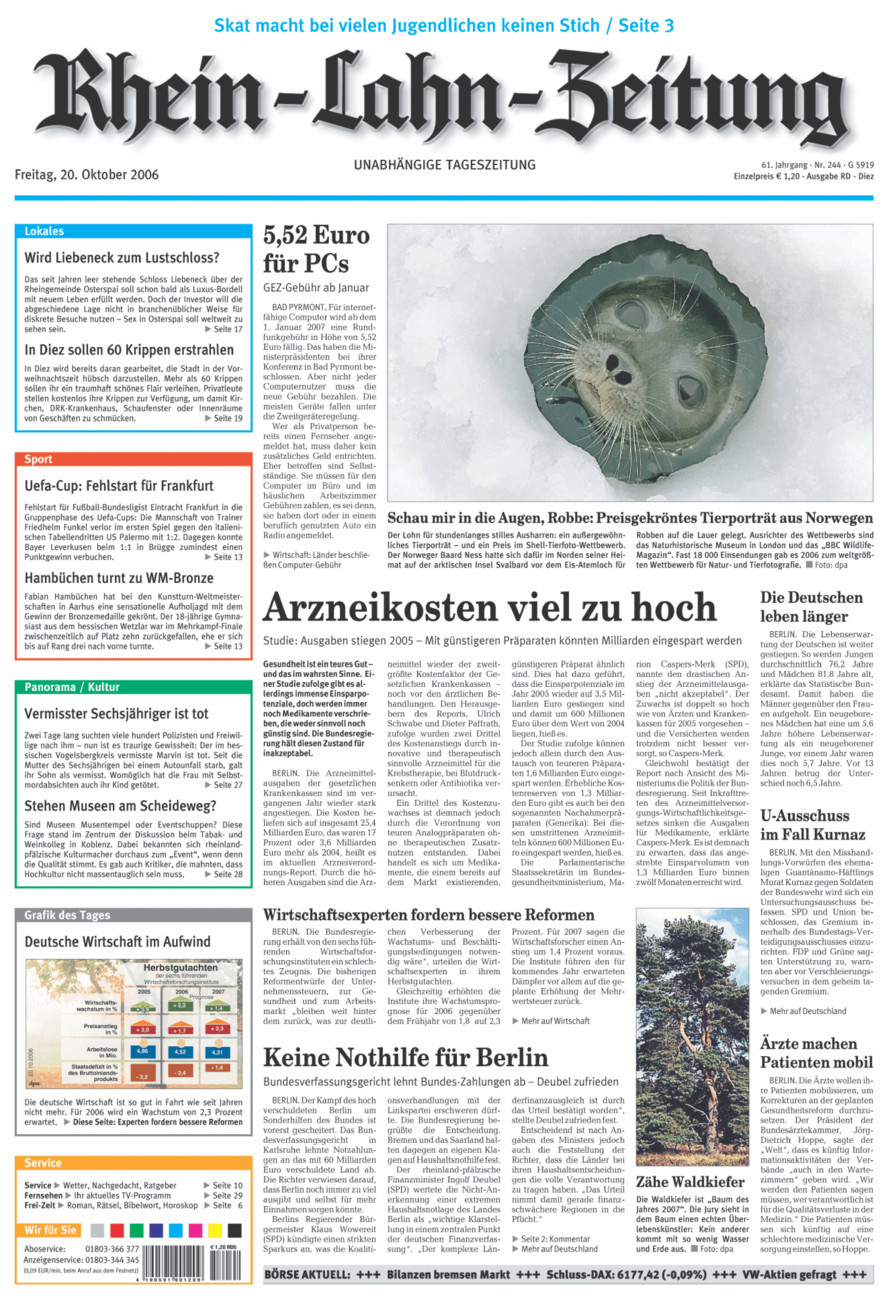 Rhein-Lahn-Zeitung Diez (Archiv) vom Freitag, 20.10.2006