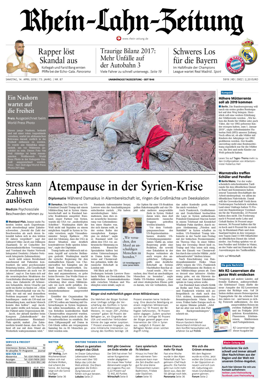 Rhein-Lahn-Zeitung Diez (Archiv) vom Samstag, 14.04.2018
