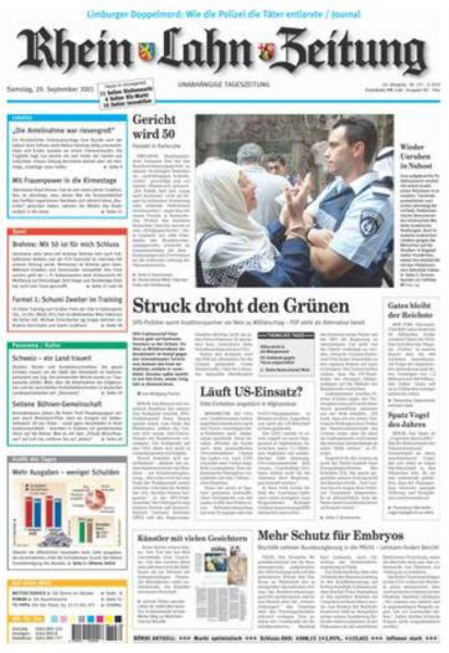 Rhein-Lahn-Zeitung Diez (Archiv) vom Samstag, 29.09.2001