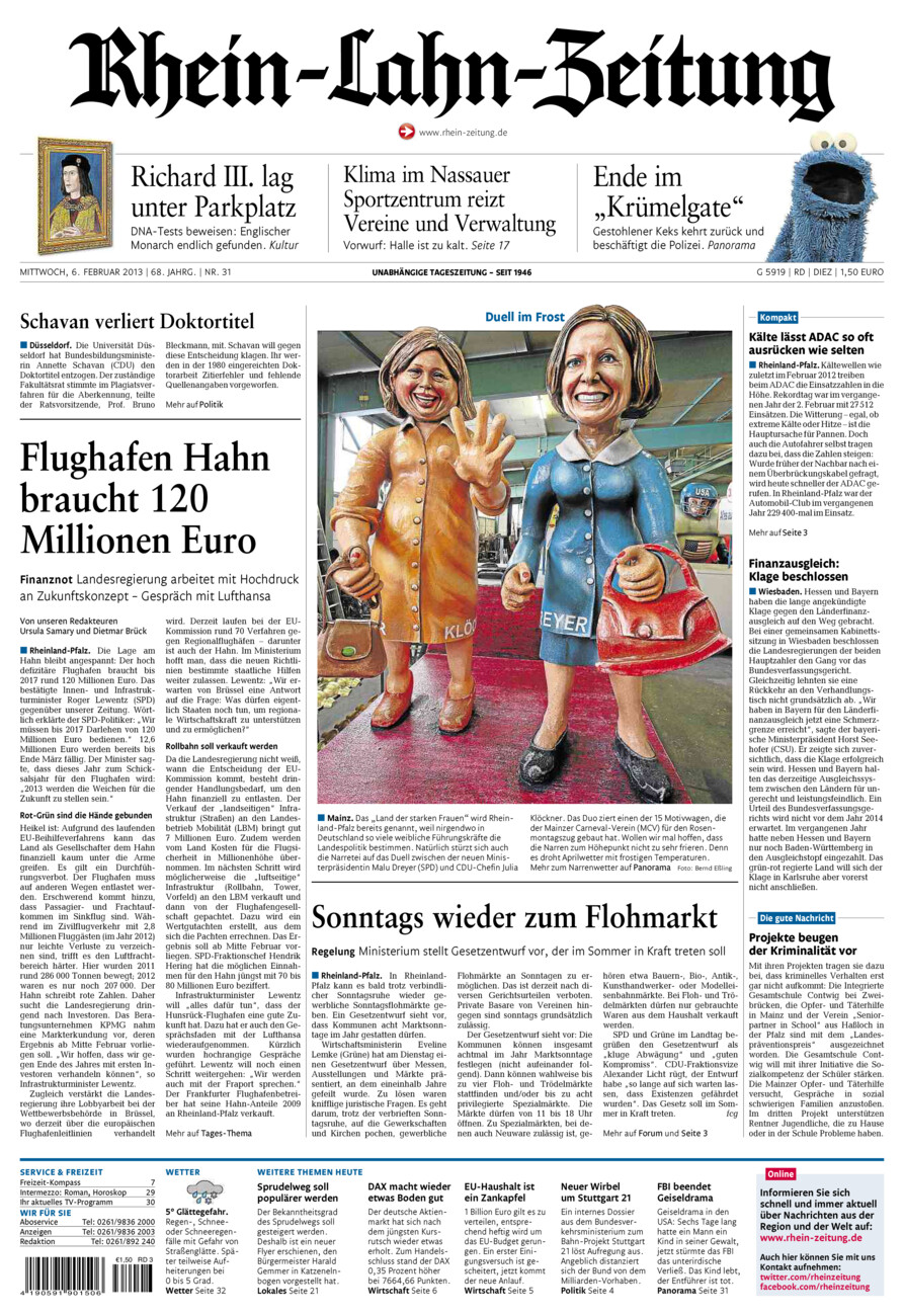 Rhein-Lahn-Zeitung Diez (Archiv) vom Mittwoch, 06.02.2013