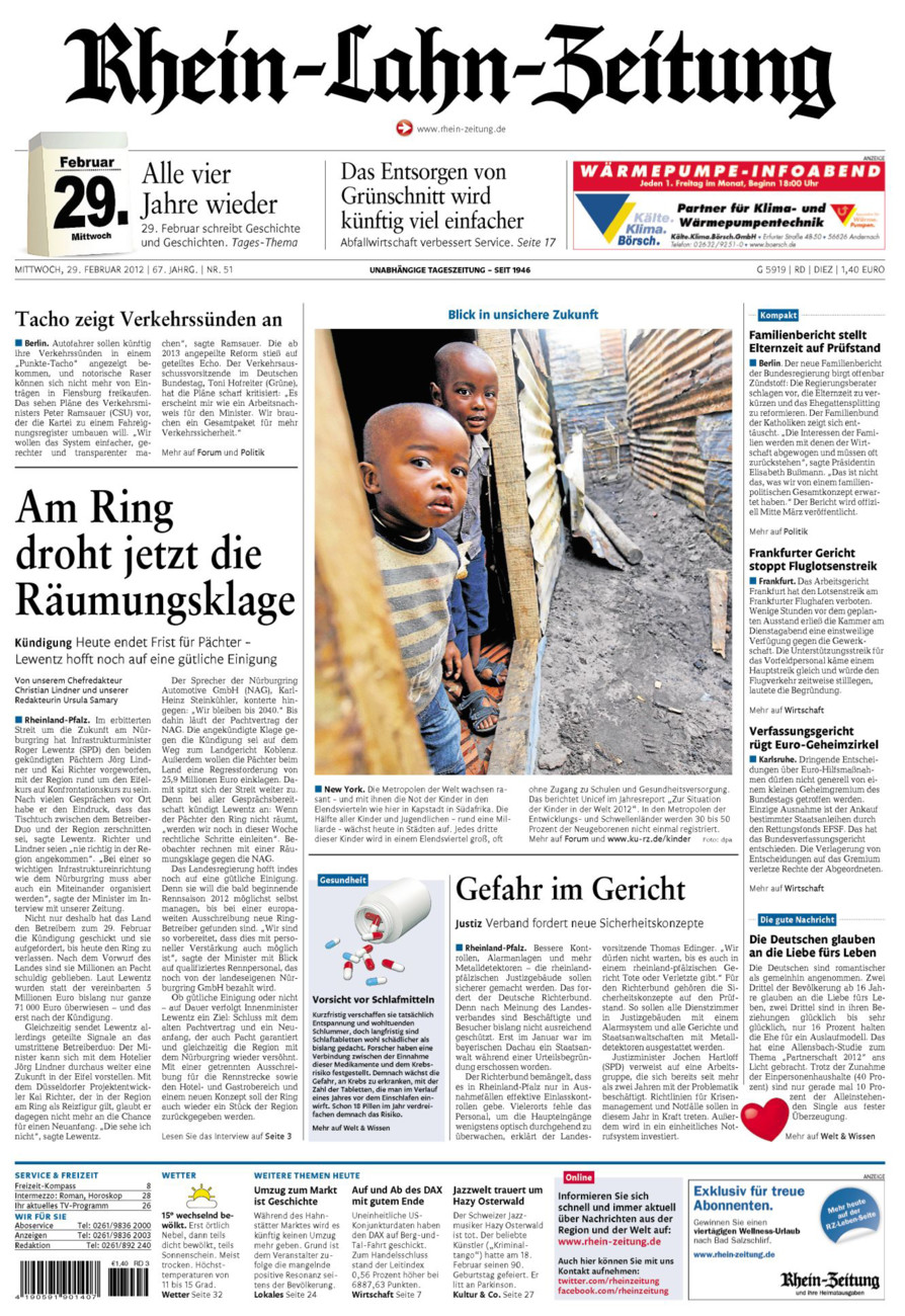 Rhein-Lahn-Zeitung Diez (Archiv) vom Mittwoch, 29.02.2012