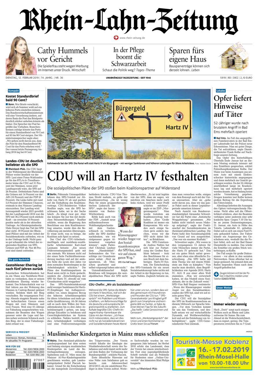 Rhein-Lahn-Zeitung Diez (Archiv) vom Dienstag, 12.02.2019