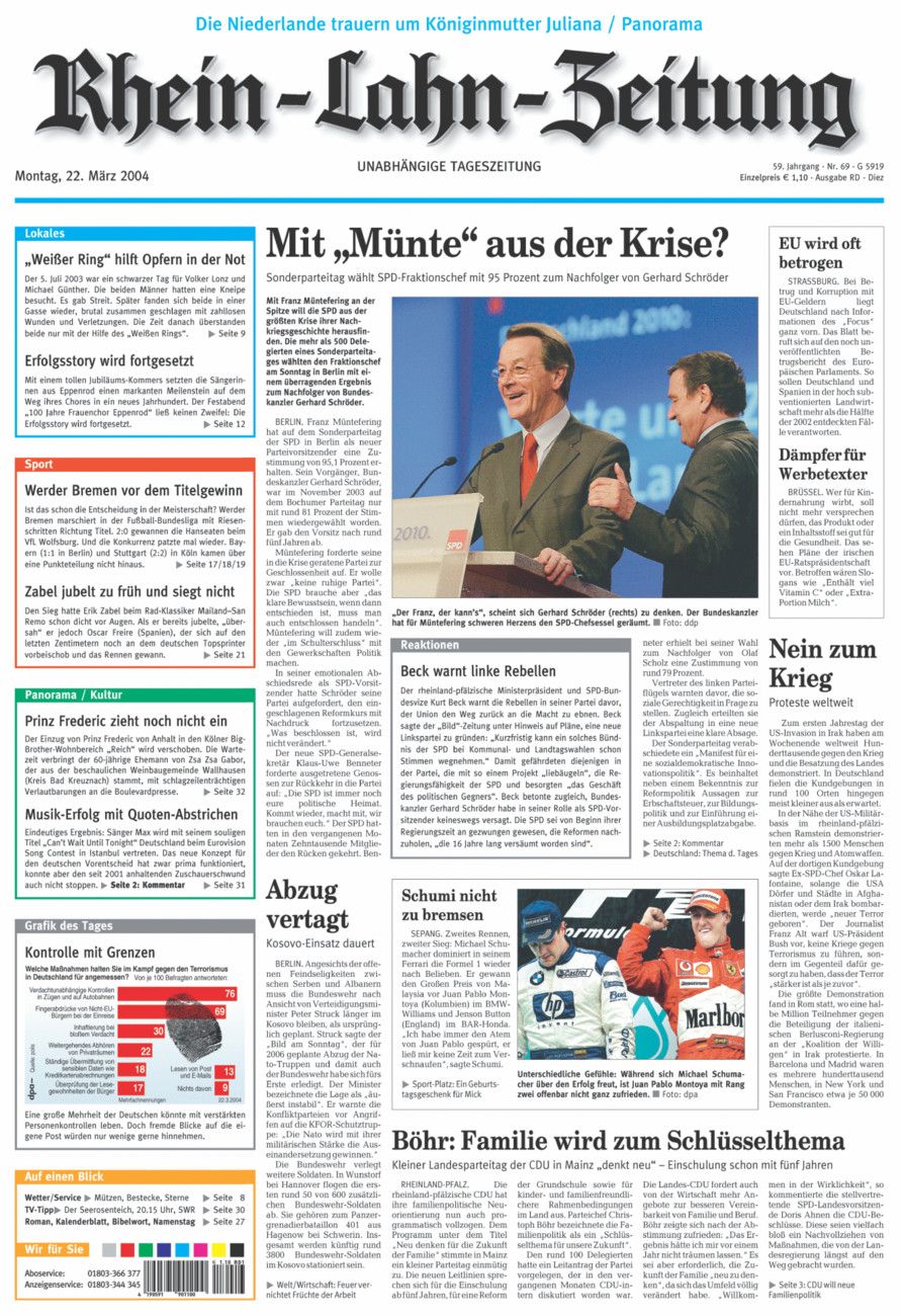 Rhein-Lahn-Zeitung Diez (Archiv) vom Montag, 22.03.2004
