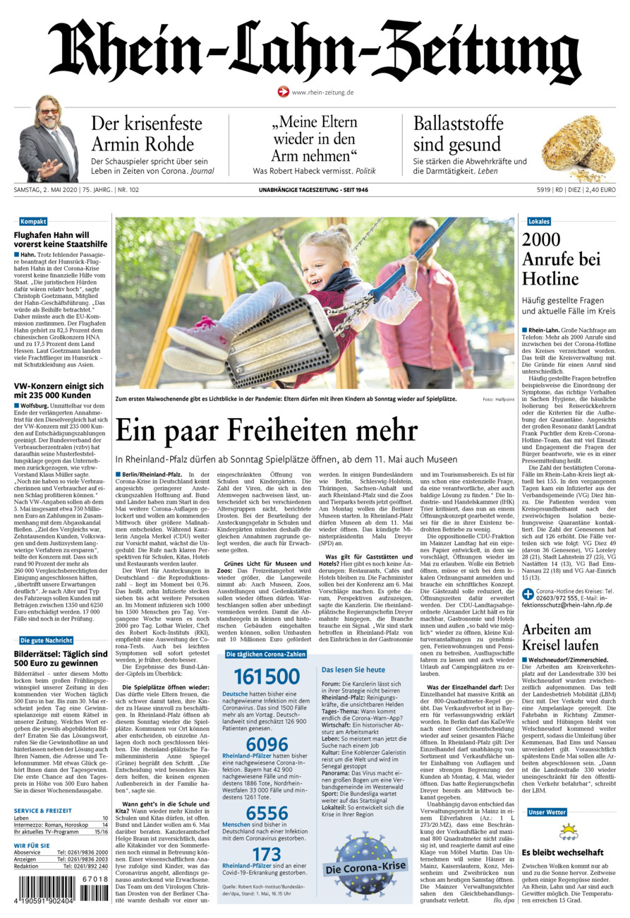 Rhein-Lahn-Zeitung Diez (Archiv) vom Samstag, 02.05.2020