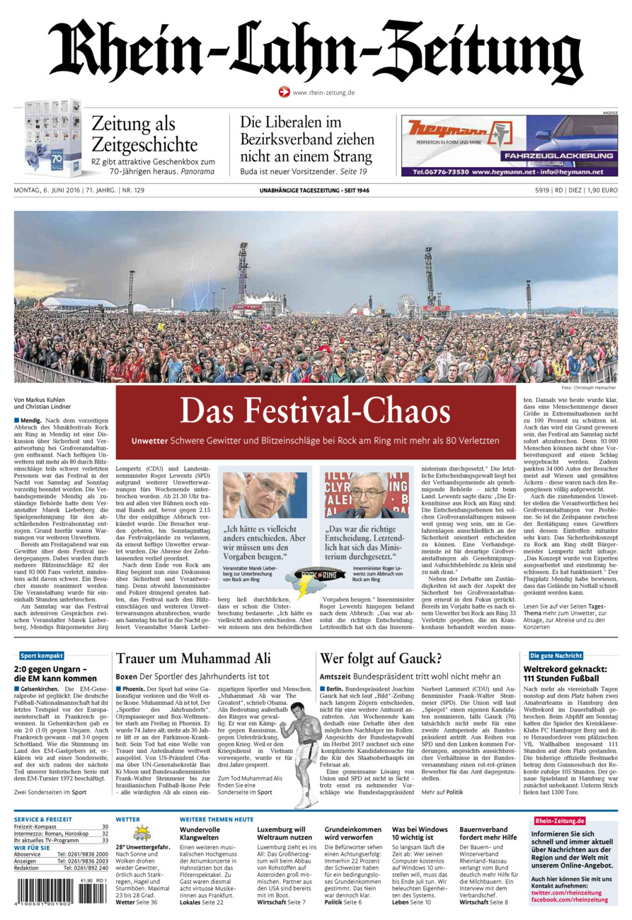 Rhein-Lahn-Zeitung Diez (Archiv) vom Montag, 06.06.2016