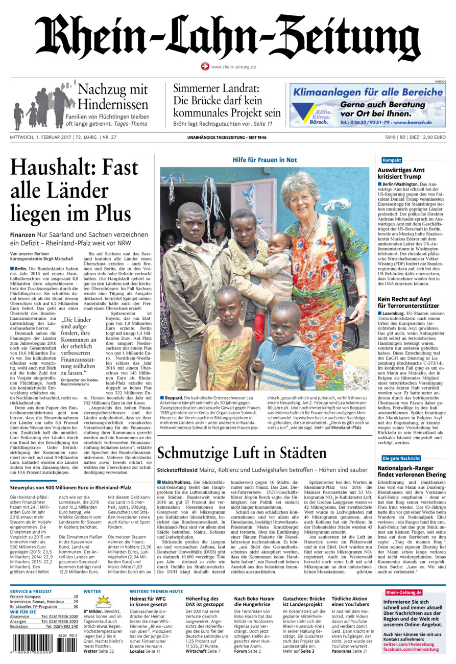 Rhein-Lahn-Zeitung Diez (Archiv) vom Mittwoch, 01.02.2017