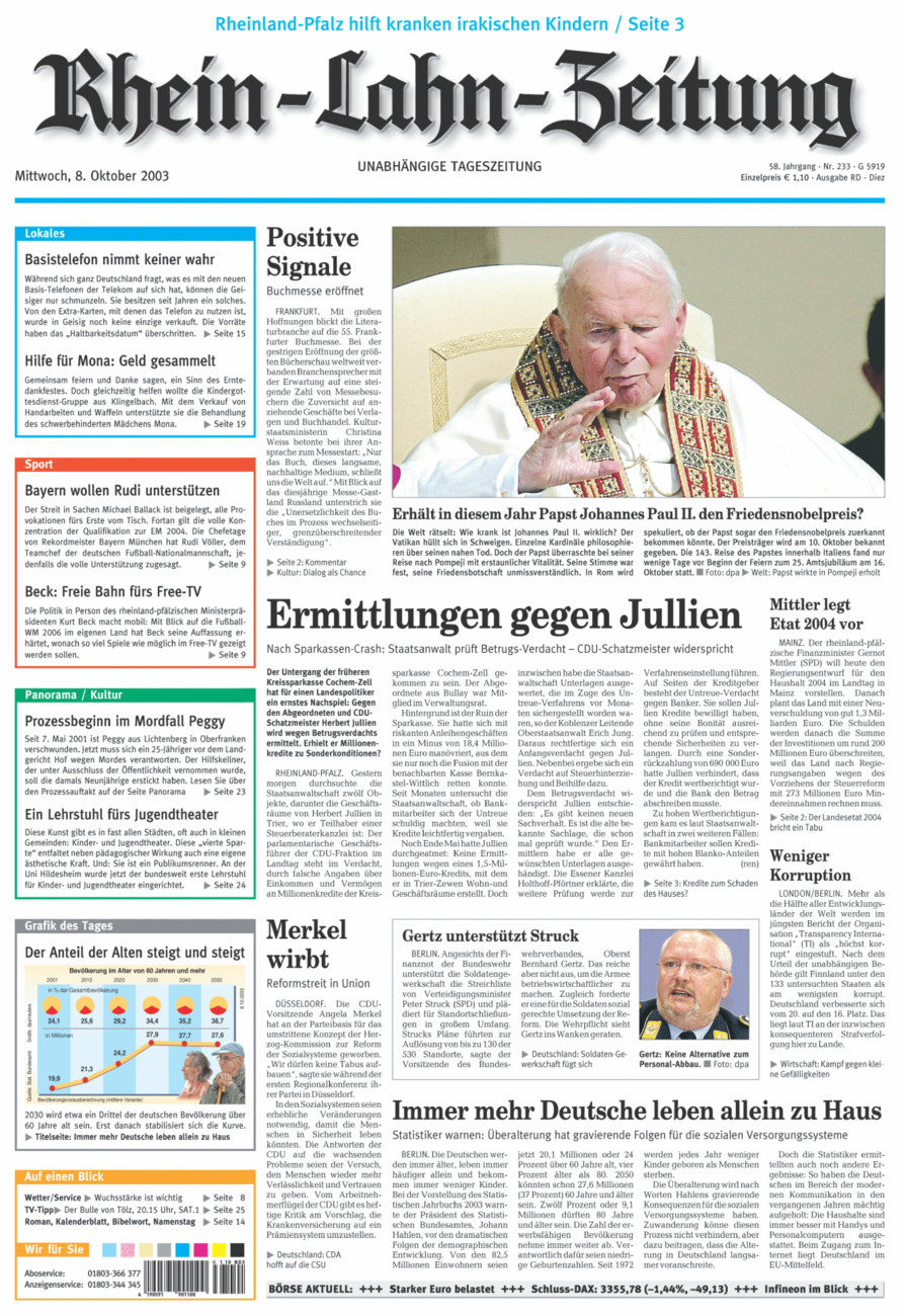Rhein-Lahn-Zeitung Diez (Archiv) vom Mittwoch, 08.10.2003