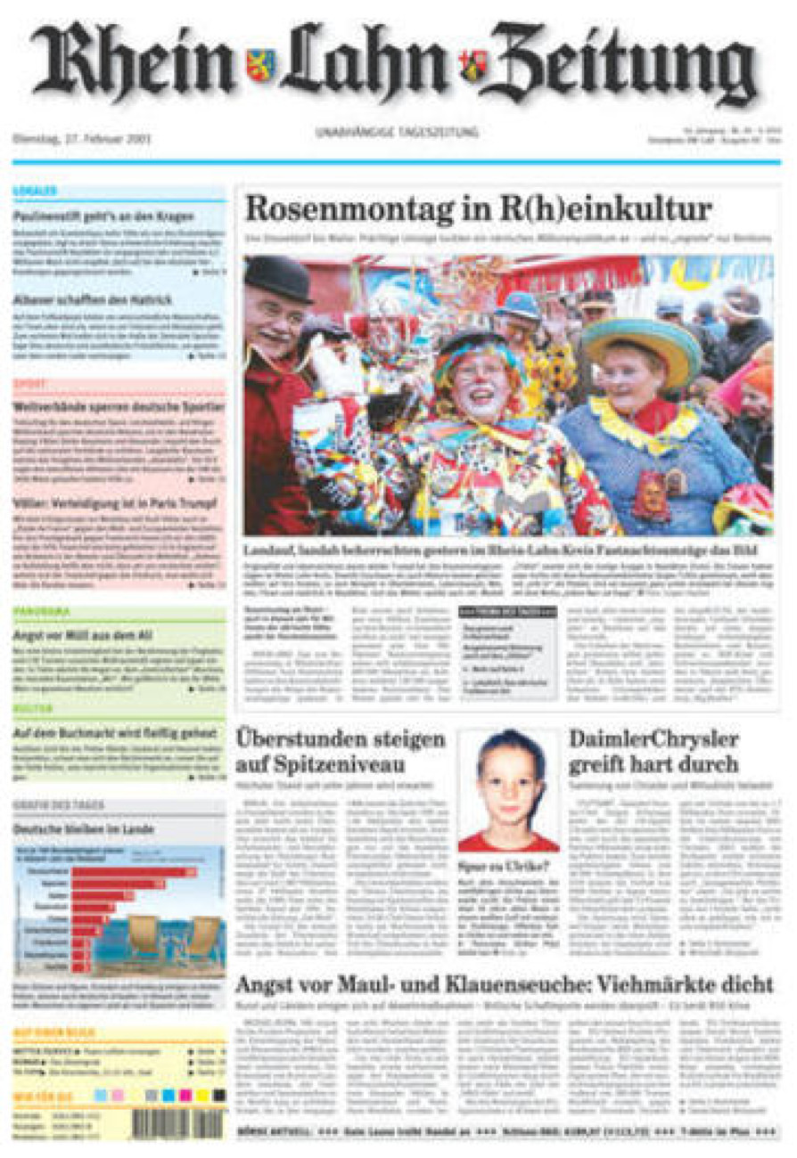 Rhein-Lahn-Zeitung Diez (Archiv) vom Dienstag, 27.02.2001