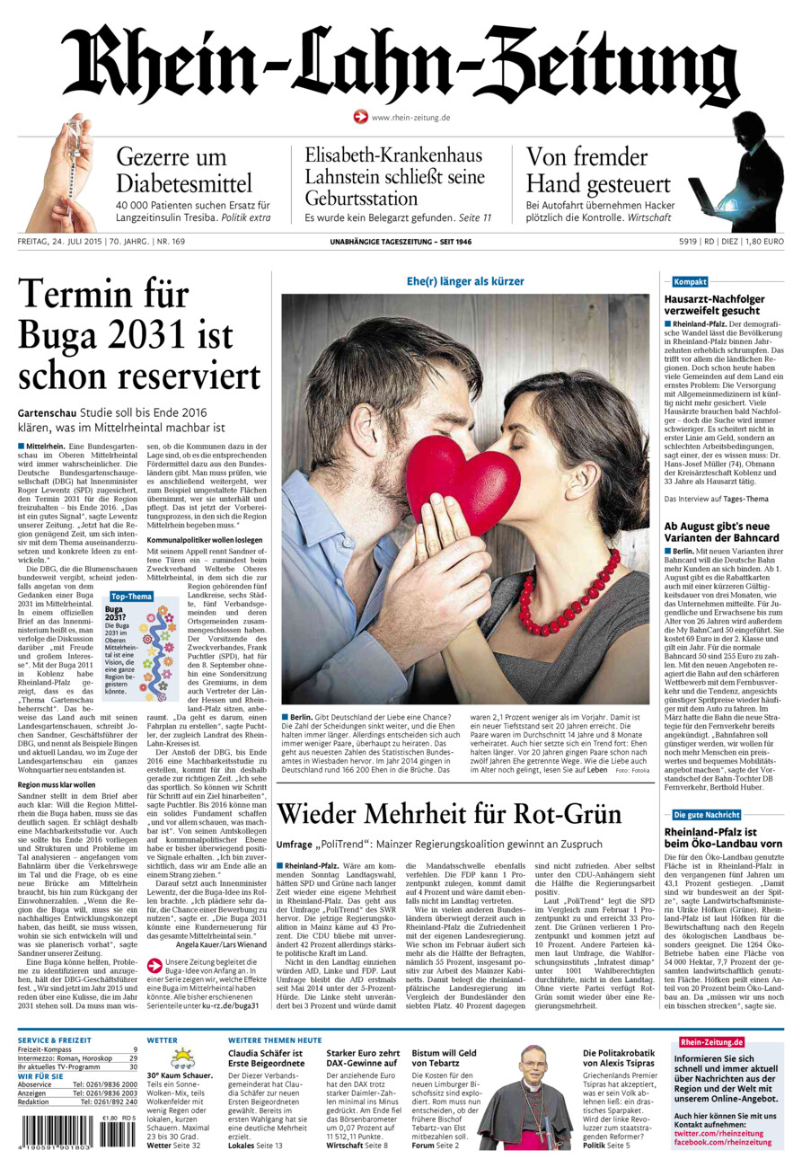 Rhein-Lahn-Zeitung Diez (Archiv) vom Freitag, 24.07.2015