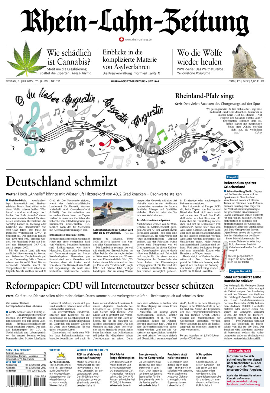 Rhein-Lahn-Zeitung Diez (Archiv) vom Freitag, 03.07.2015
