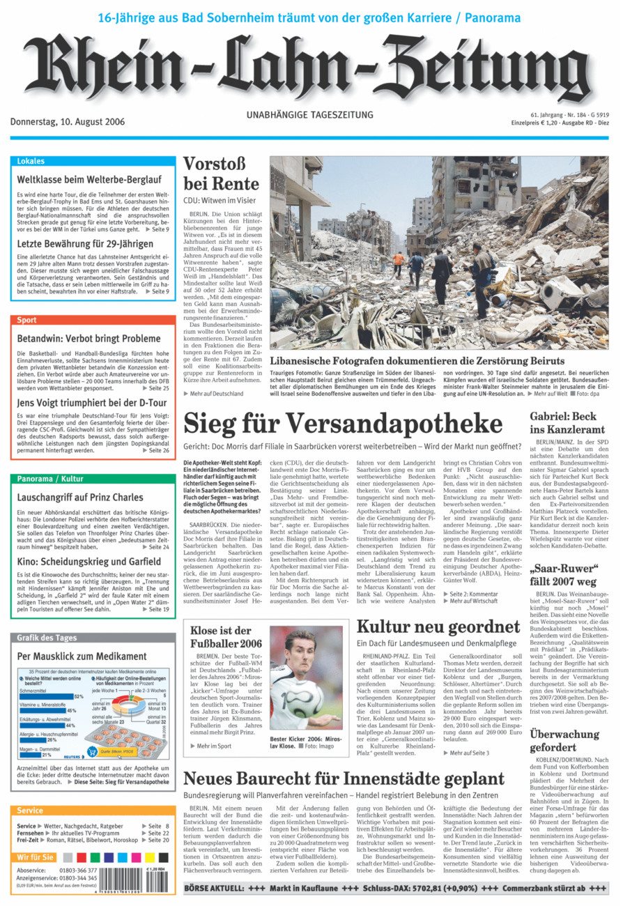 Rhein-Lahn-Zeitung Diez (Archiv) vom Donnerstag, 10.08.2006