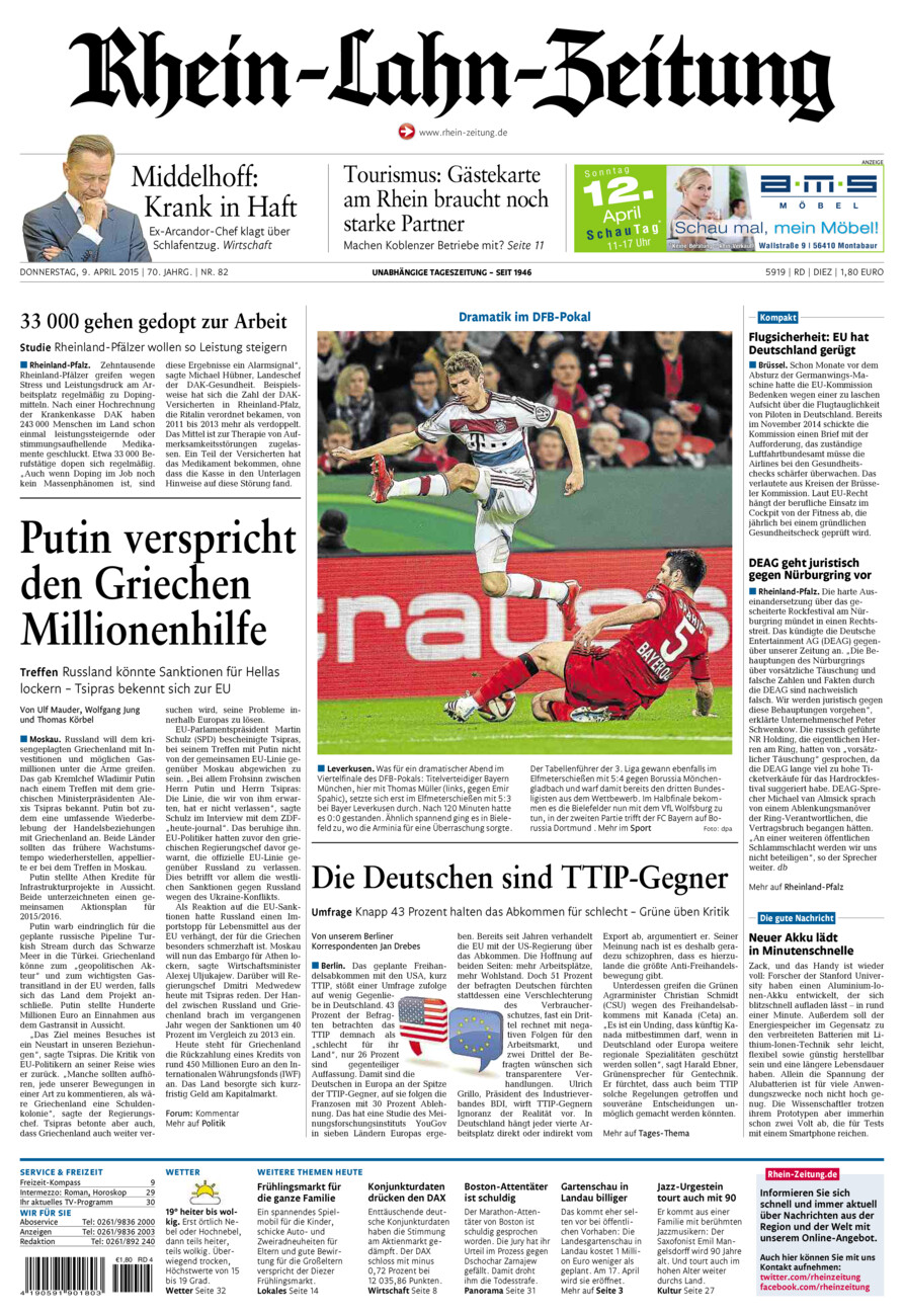 Rhein-Lahn-Zeitung Diez (Archiv) vom Donnerstag, 09.04.2015