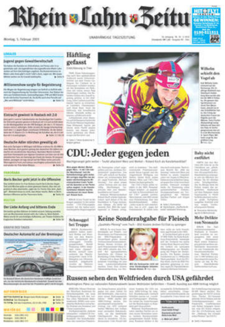 Rhein-Lahn-Zeitung Diez (Archiv) vom Montag, 05.02.2001