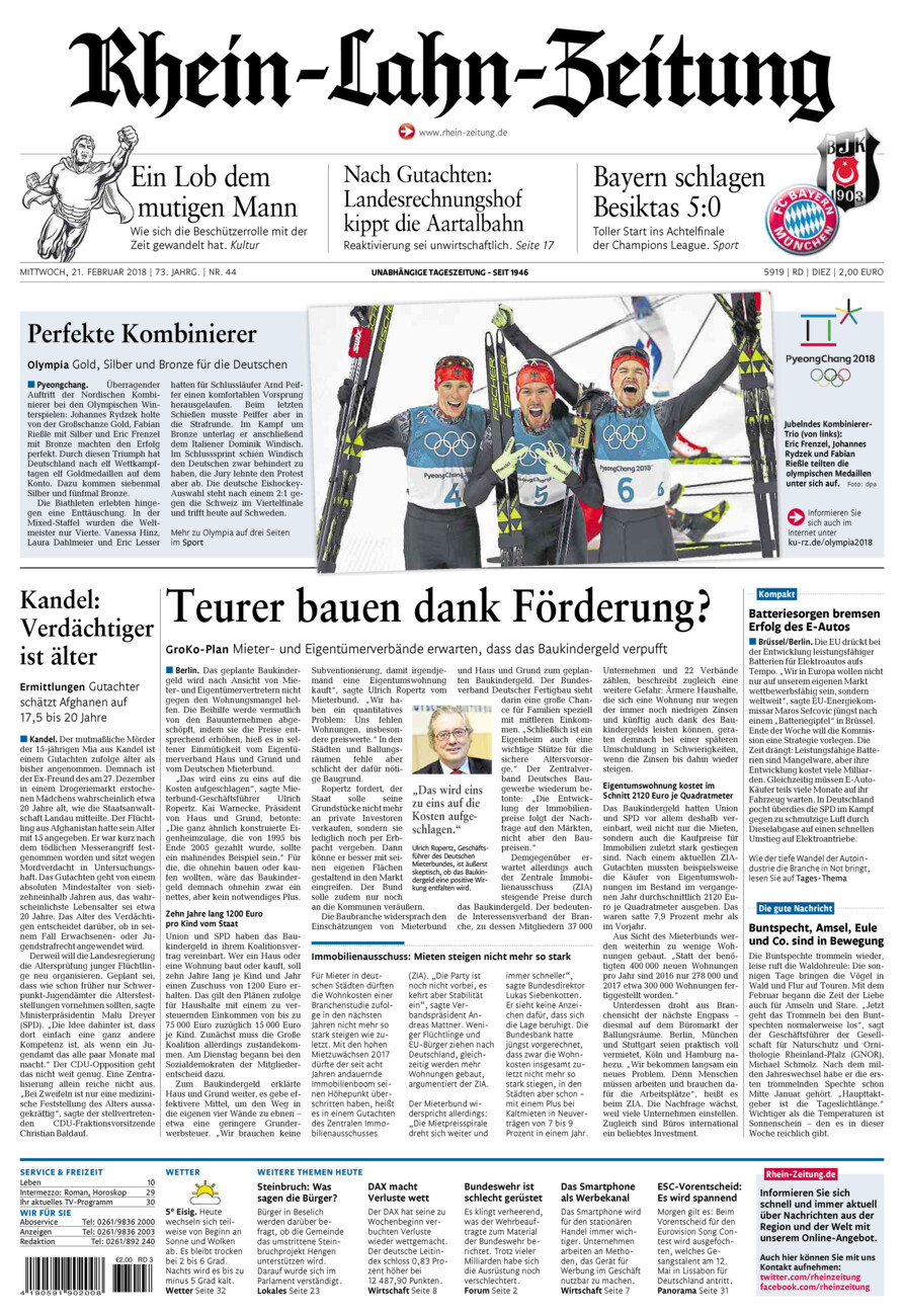 Rhein-Lahn-Zeitung Diez (Archiv) vom Mittwoch, 21.02.2018