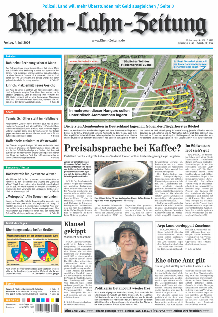 Rhein-Lahn-Zeitung Diez (Archiv) vom Freitag, 04.07.2008