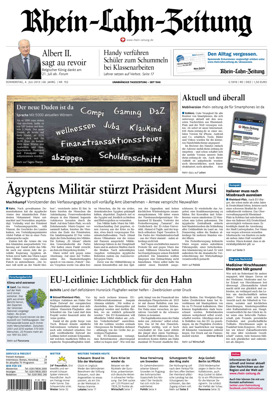 Rhein-Lahn-Zeitung Diez (Archiv) vom Donnerstag, 04.07.2013