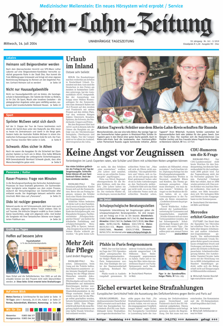 Rhein-Lahn-Zeitung Diez (Archiv) vom Mittwoch, 14.07.2004