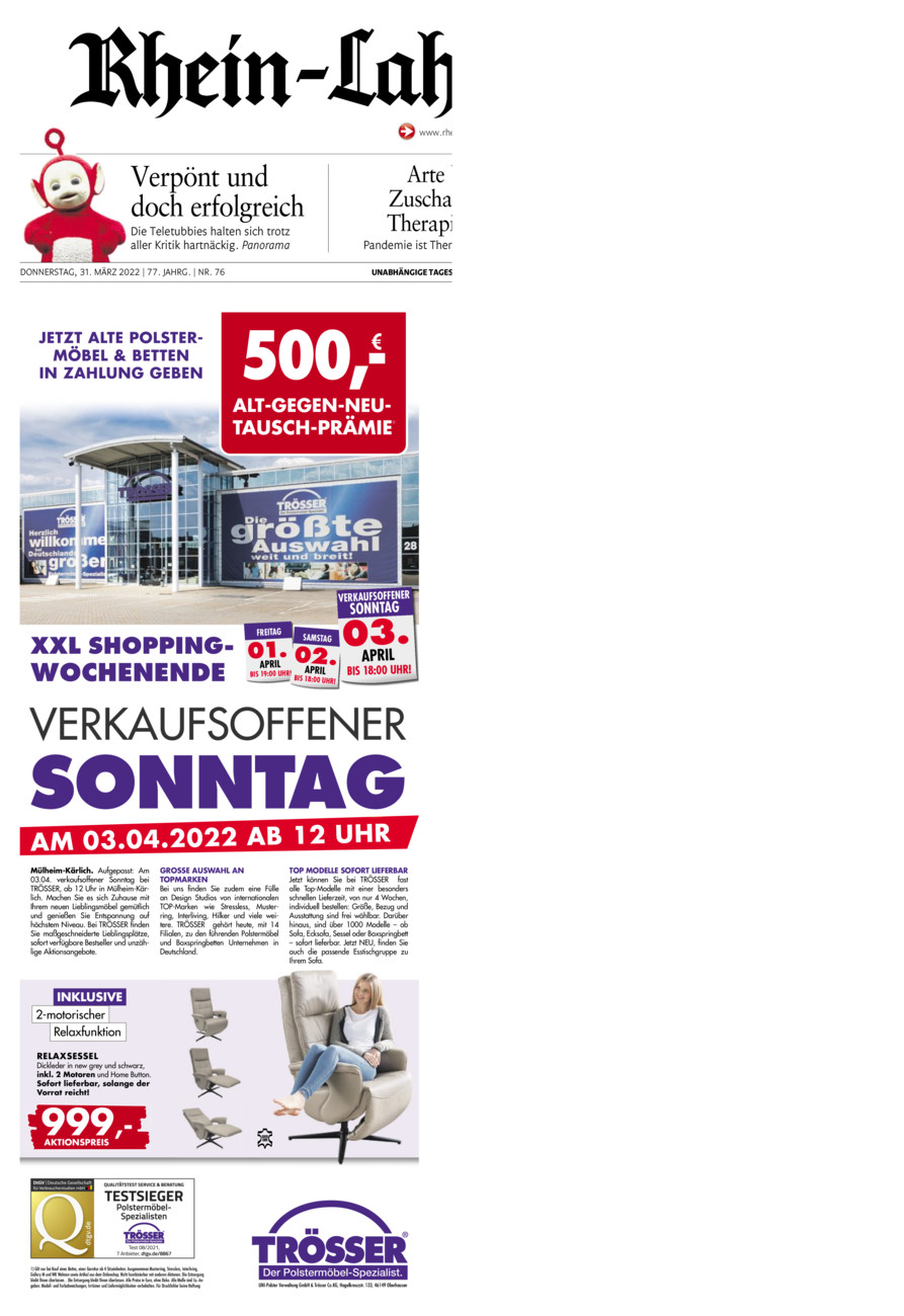 Rhein-Lahn-Zeitung Diez (Archiv) vom Donnerstag, 31.03.2022