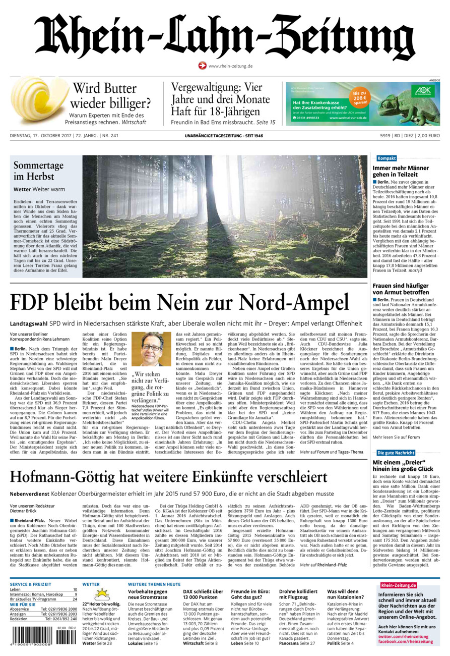 Rhein-Lahn-Zeitung Diez (Archiv) vom Dienstag, 17.10.2017