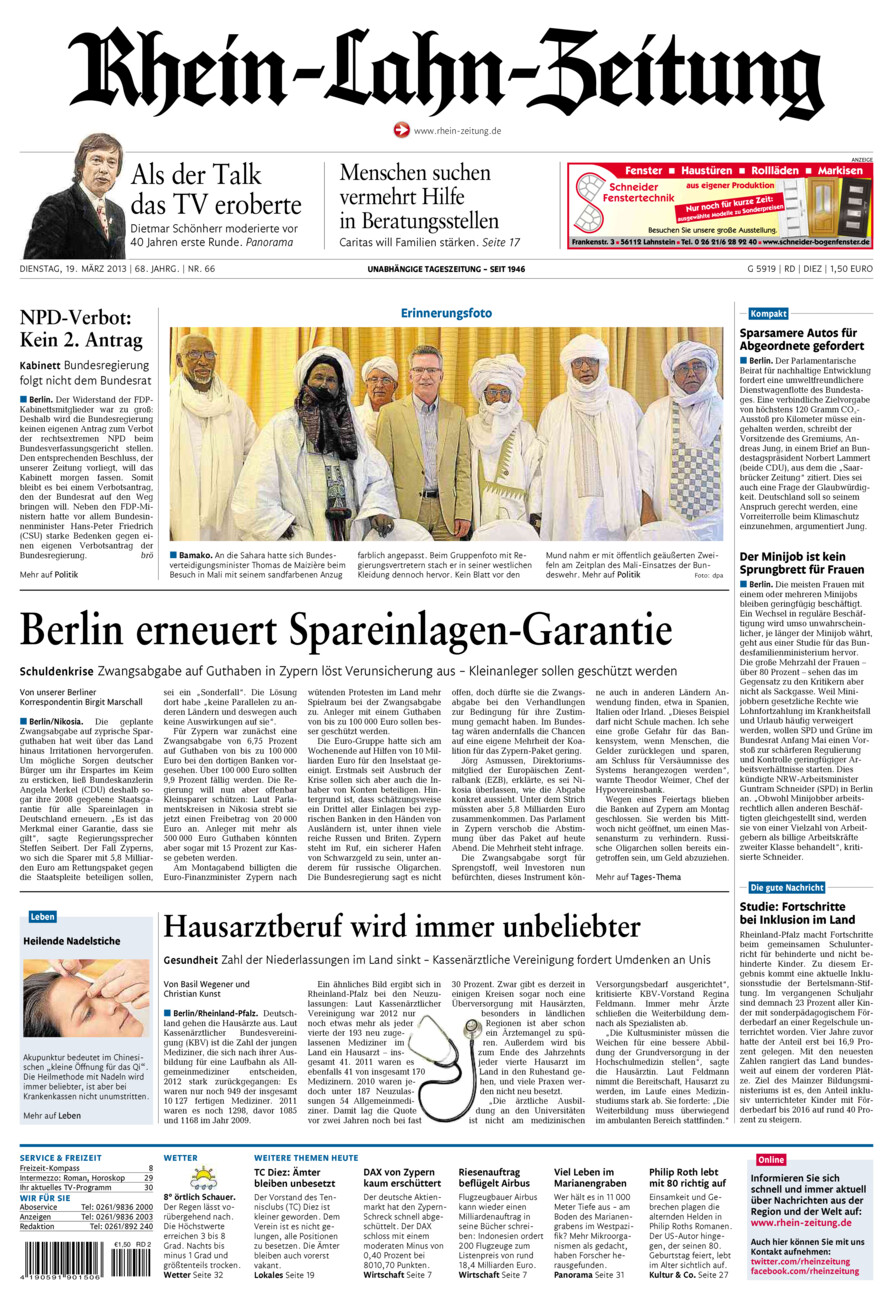 Rhein-Lahn-Zeitung Diez (Archiv) vom Dienstag, 19.03.2013