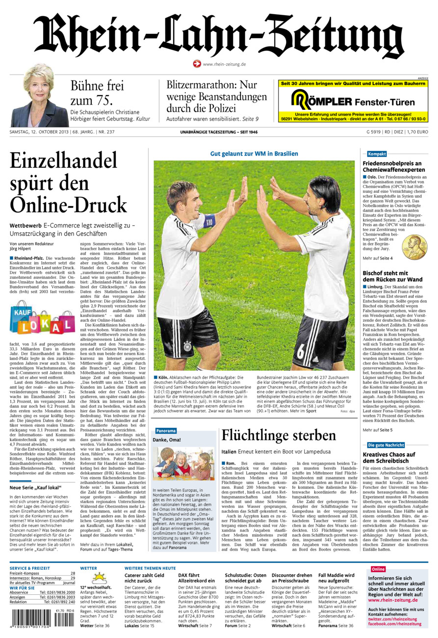 Rhein-Lahn-Zeitung Diez (Archiv) vom Samstag, 12.10.2013