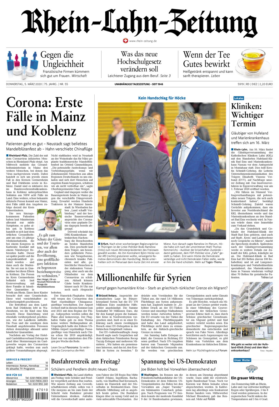 Rhein-Lahn-Zeitung Diez (Archiv) vom Donnerstag, 05.03.2020