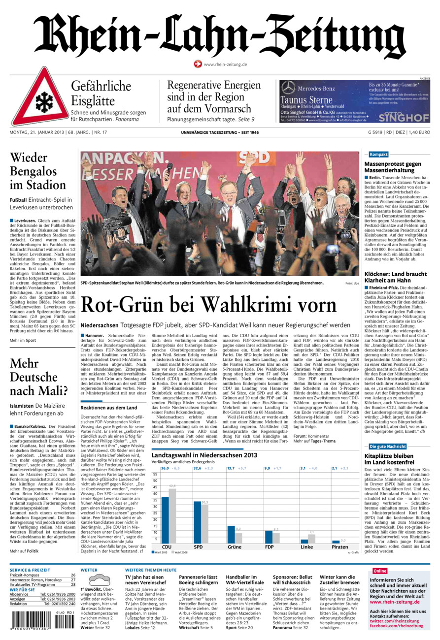 Rhein-Lahn-Zeitung Diez (Archiv) vom Montag, 21.01.2013