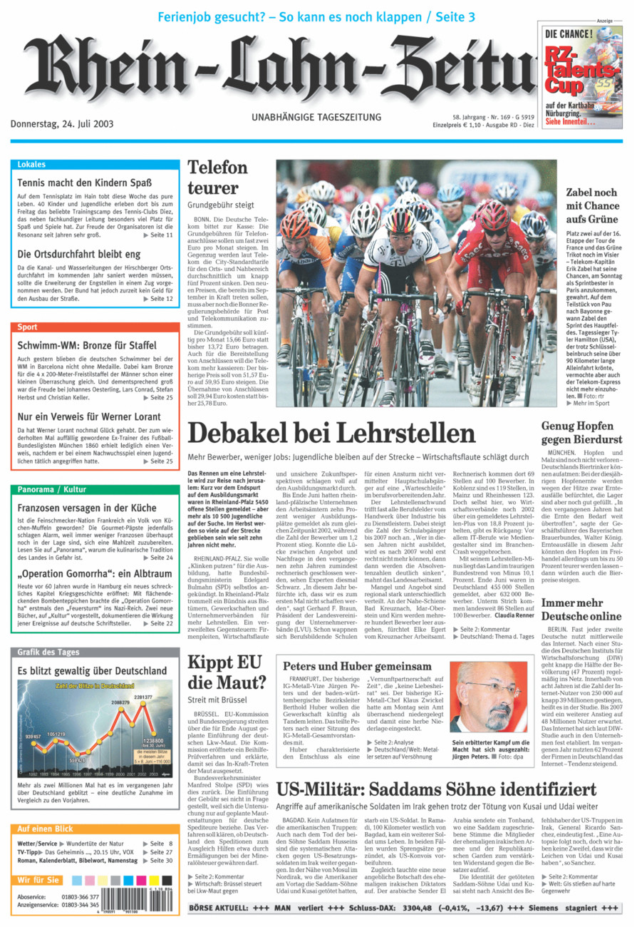 Rhein-Lahn-Zeitung Diez (Archiv) vom Donnerstag, 24.07.2003