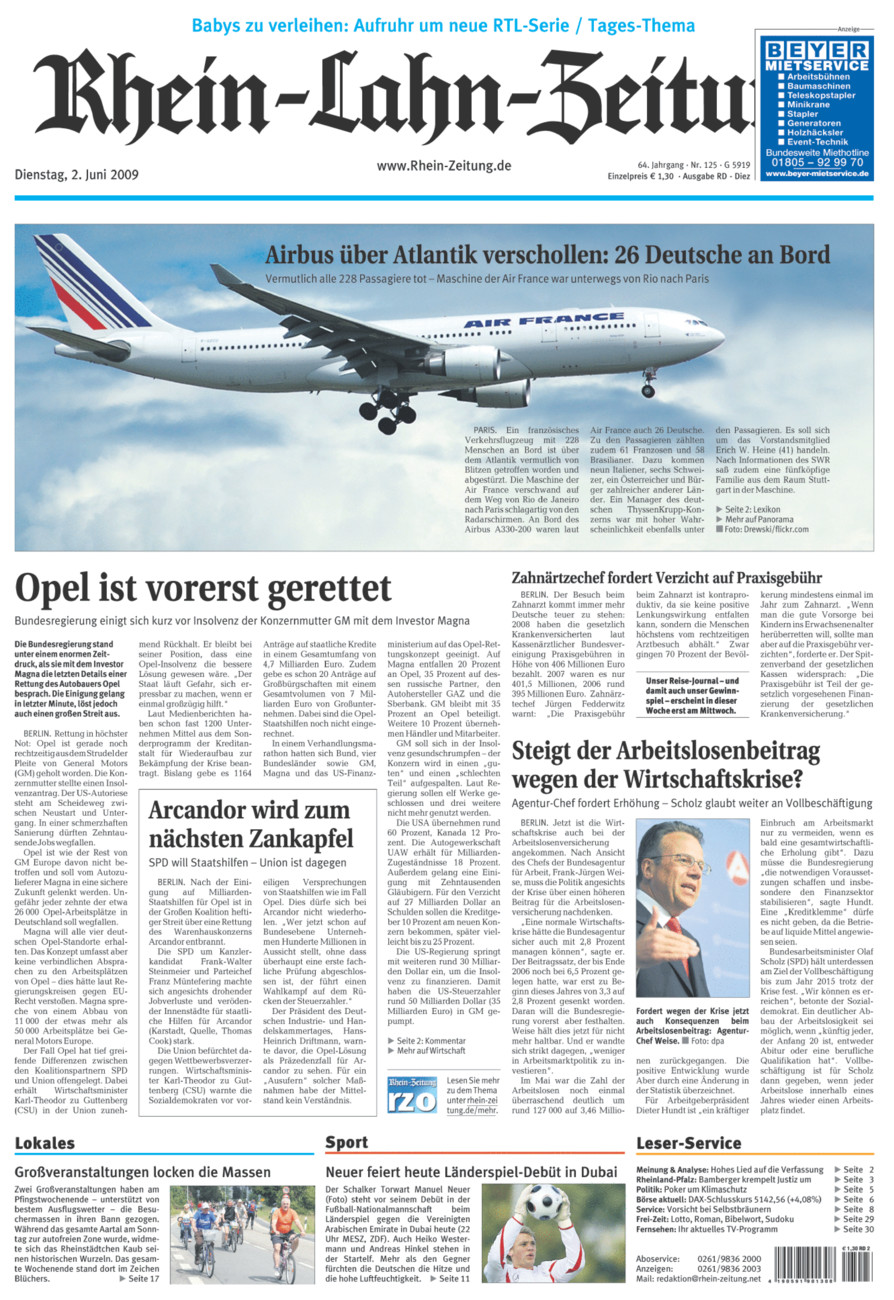 Rhein-Lahn-Zeitung Diez (Archiv) vom Dienstag, 02.06.2009