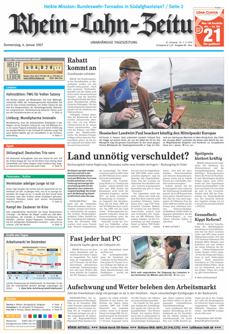 Rhein-Lahn-Zeitung Diez (Archiv) vom Donnerstag, 04.01.2007
