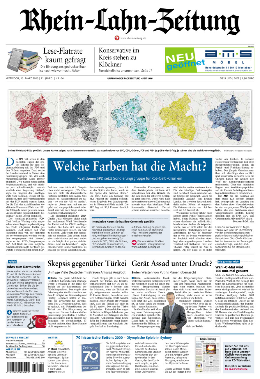 Rhein-Lahn-Zeitung Diez (Archiv) vom Mittwoch, 16.03.2016