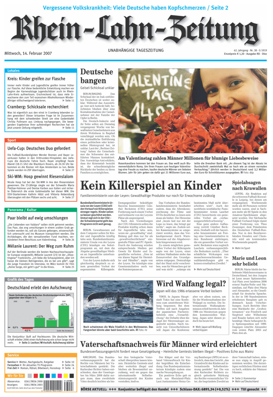 Rhein-Lahn-Zeitung Diez (Archiv) vom Mittwoch, 14.02.2007