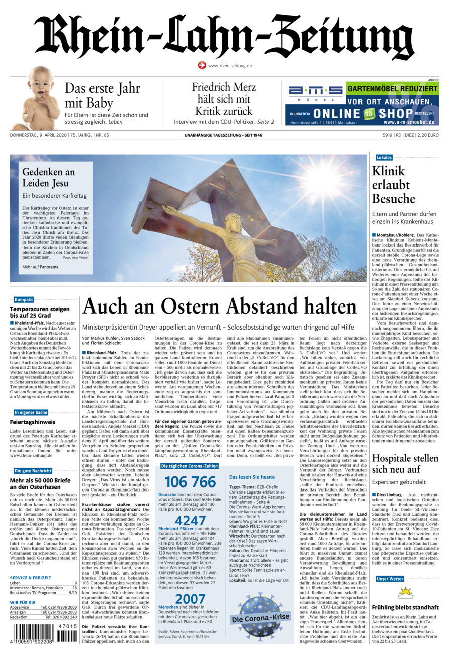 Rhein-Lahn-Zeitung Diez (Archiv) vom Donnerstag, 09.04.2020