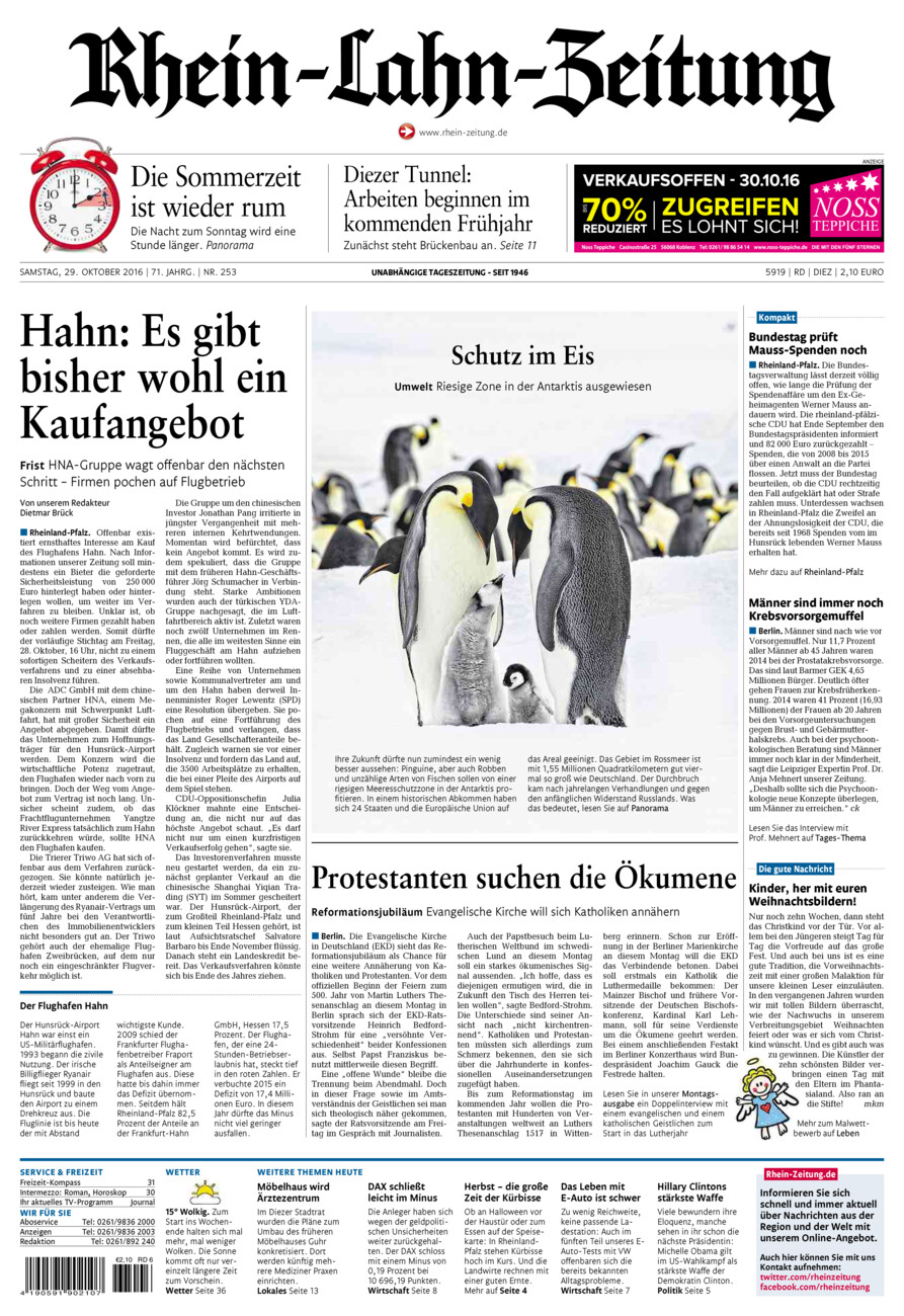 Rhein-Lahn-Zeitung Diez (Archiv) vom Samstag, 29.10.2016
