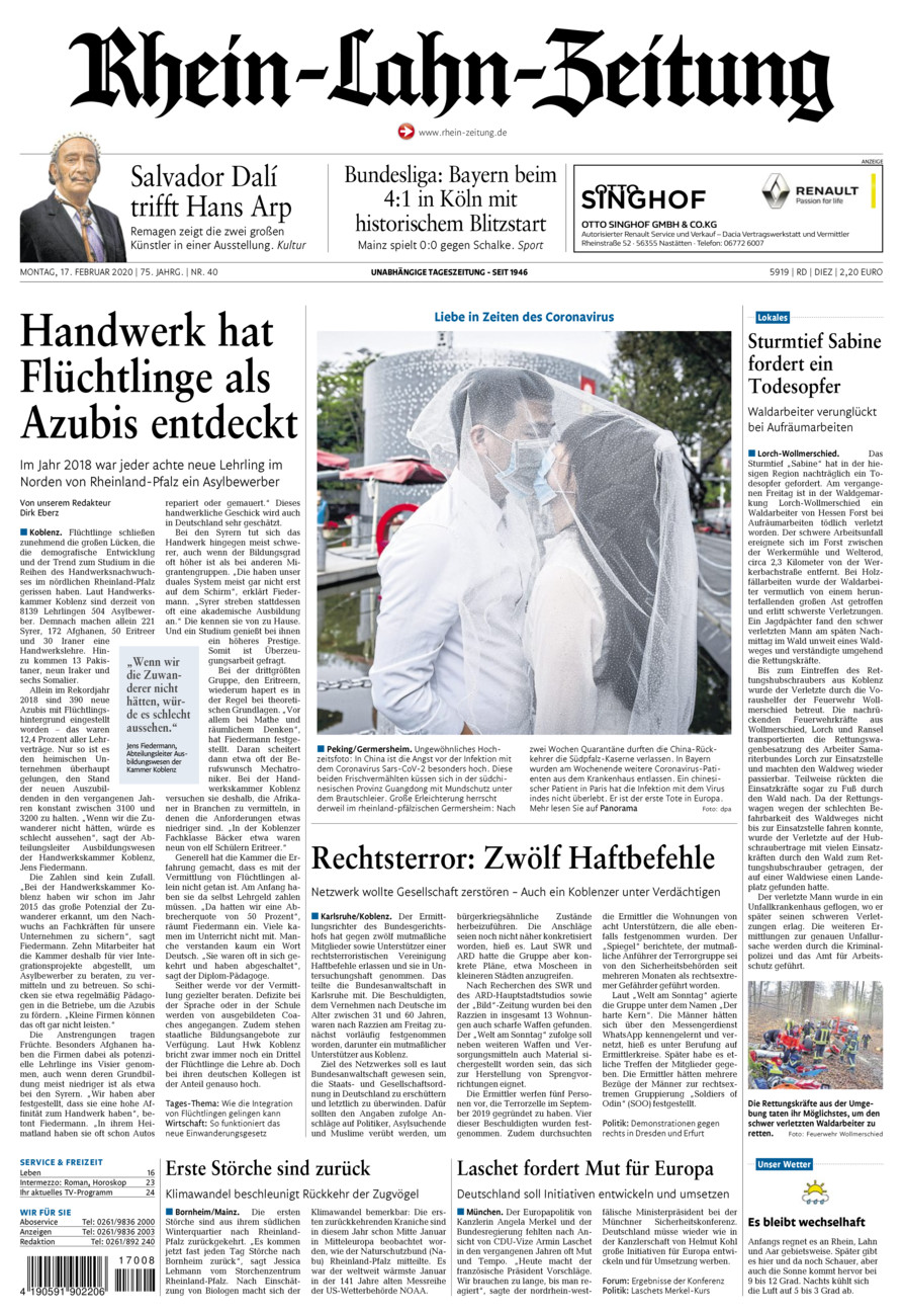 Rhein-Lahn-Zeitung Diez (Archiv) vom Montag, 17.02.2020