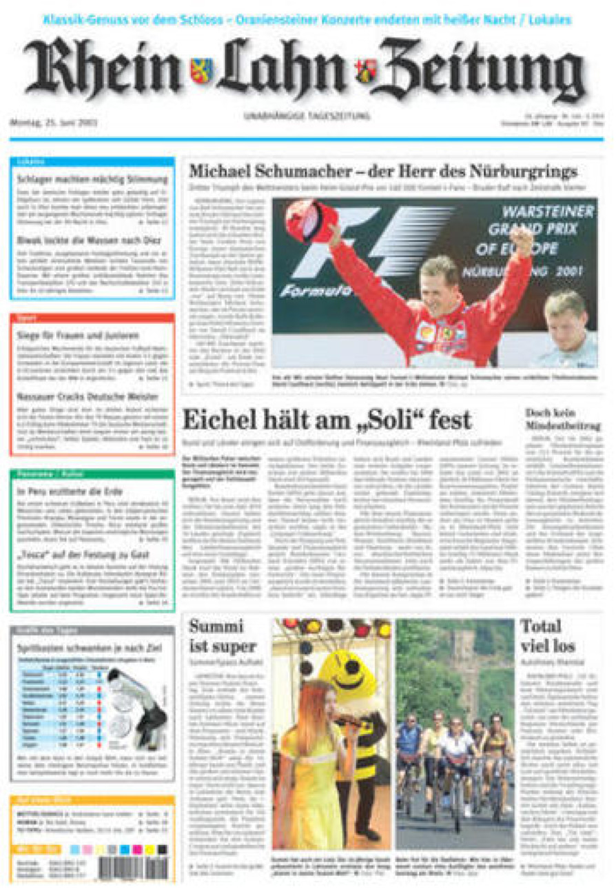 Rhein-Lahn-Zeitung Diez (Archiv) vom Montag, 25.06.2001