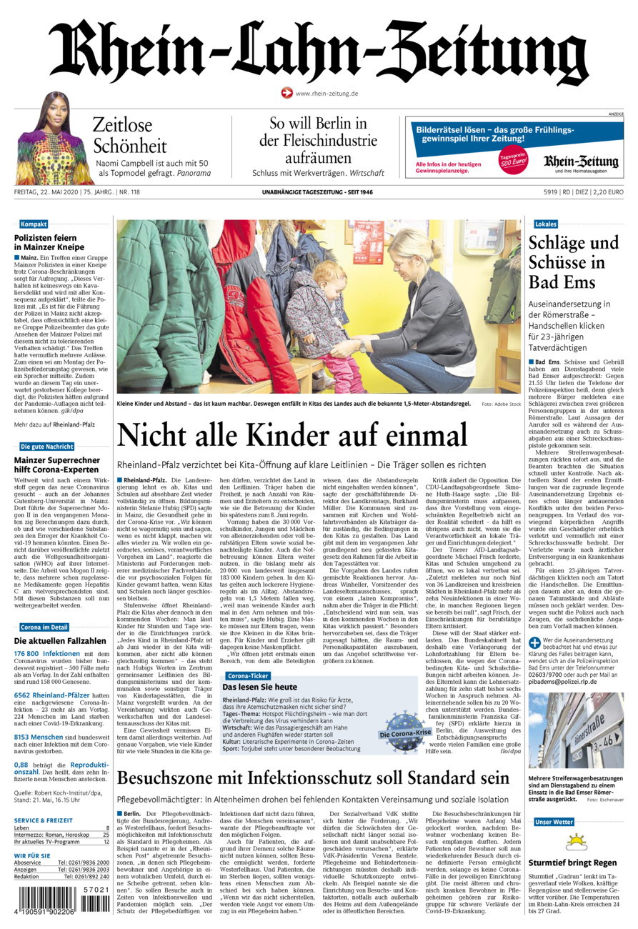 Rhein-Lahn-Zeitung Diez (Archiv) vom Freitag, 22.05.2020