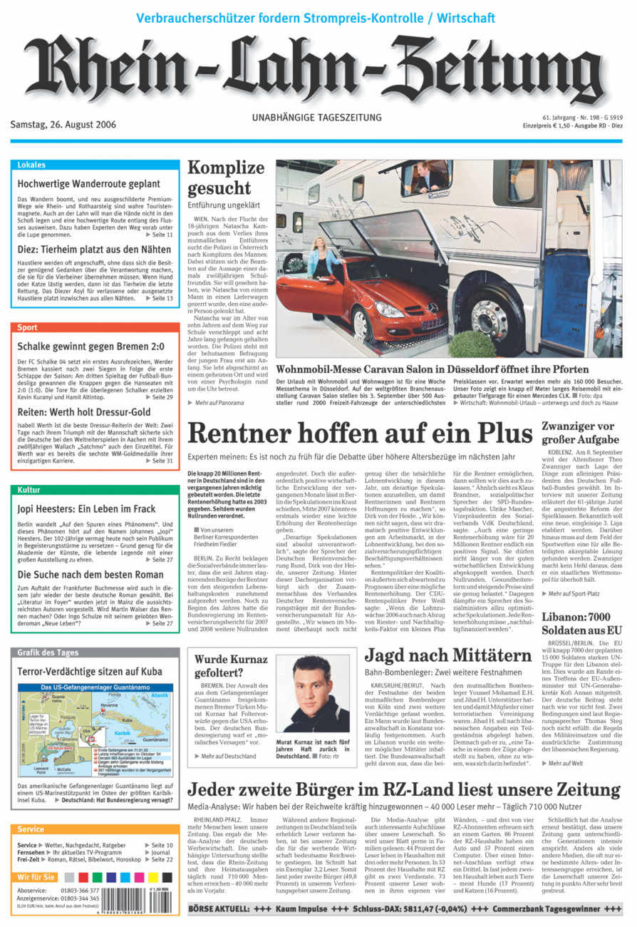 Rhein-Lahn-Zeitung Diez (Archiv) vom Samstag, 26.08.2006