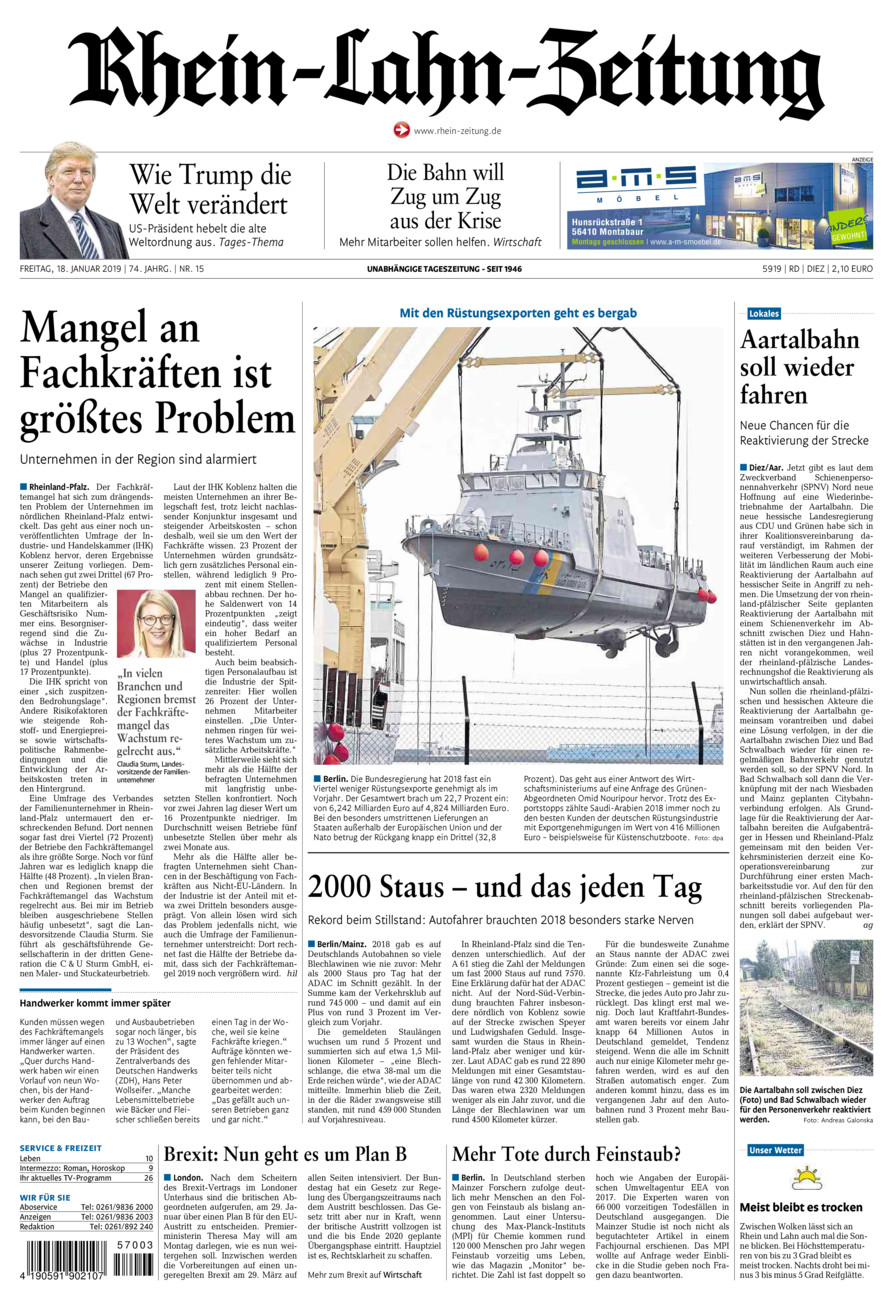 Rhein-Lahn-Zeitung Diez (Archiv) vom Freitag, 18.01.2019