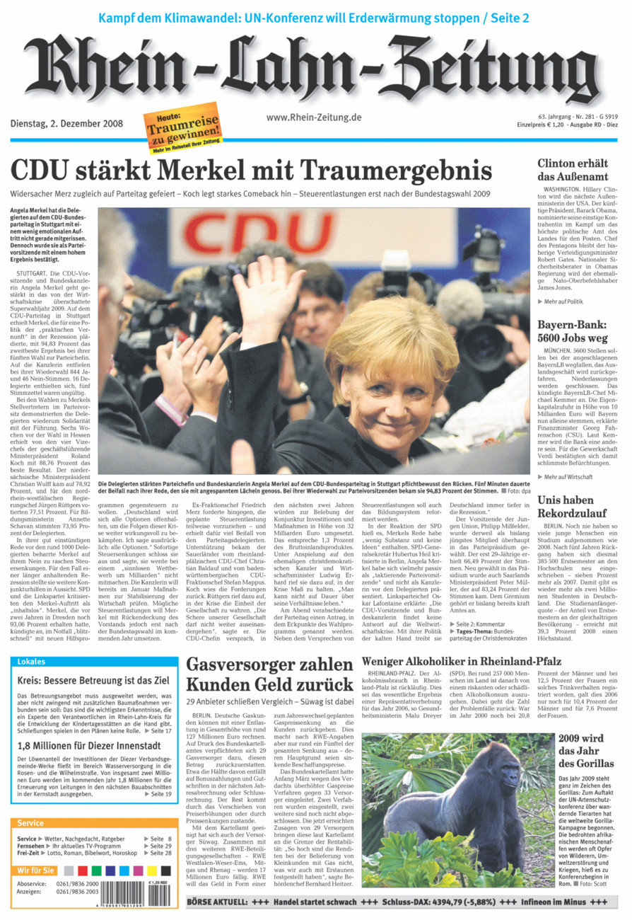 Rhein-Lahn-Zeitung Diez (Archiv) vom Dienstag, 02.12.2008