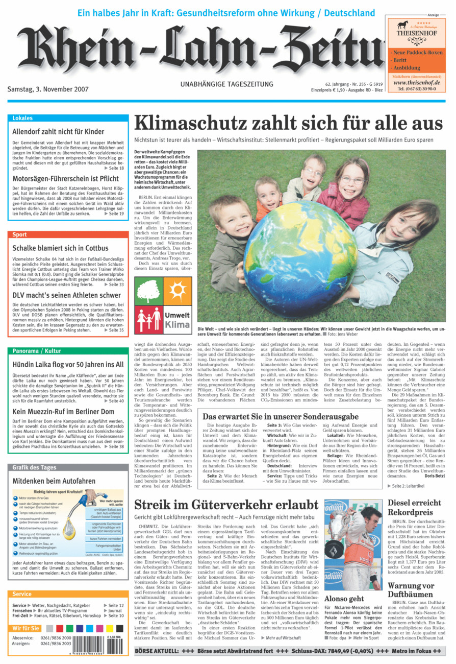 Rhein-Lahn-Zeitung Diez (Archiv) vom Samstag, 03.11.2007