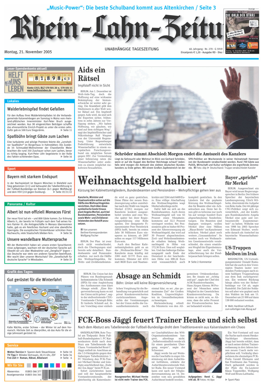 Rhein-Lahn-Zeitung Diez (Archiv) vom Montag, 21.11.2005