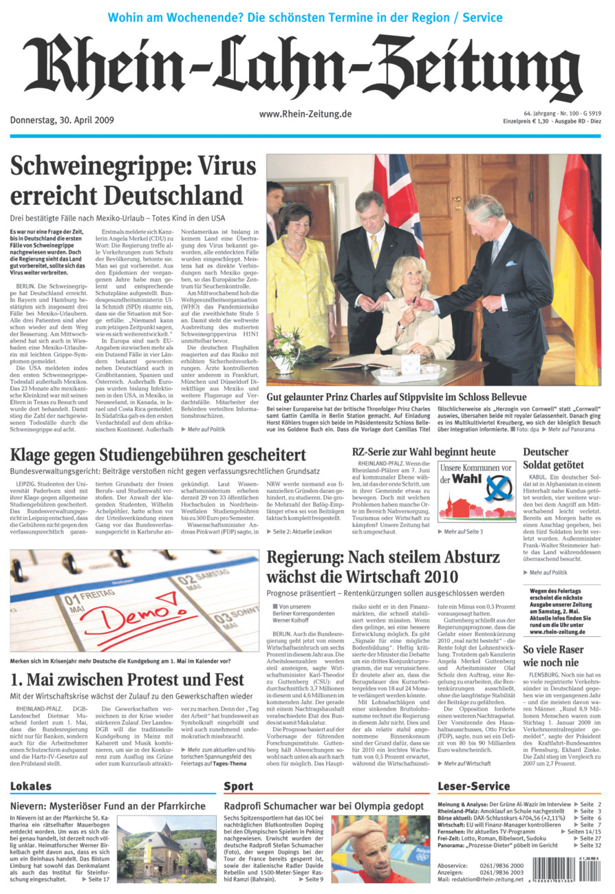 Rhein-Lahn-Zeitung Diez (Archiv) vom Donnerstag, 30.04.2009