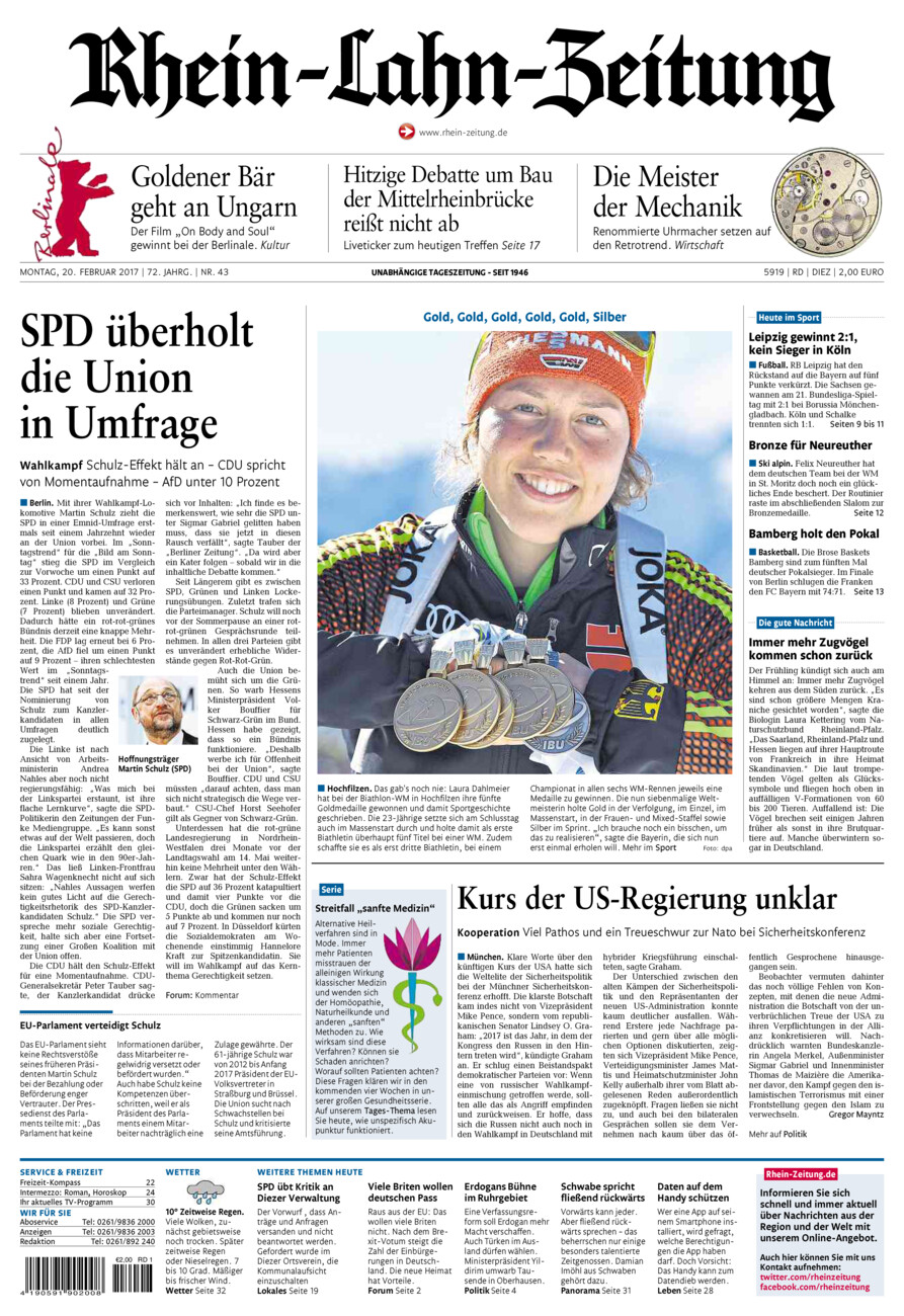 Rhein-Lahn-Zeitung Diez (Archiv) vom Montag, 20.02.2017