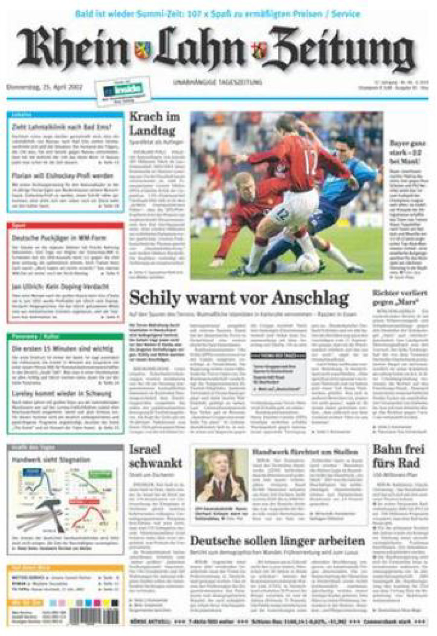 Rhein-Lahn-Zeitung Diez (Archiv) vom Donnerstag, 25.04.2002