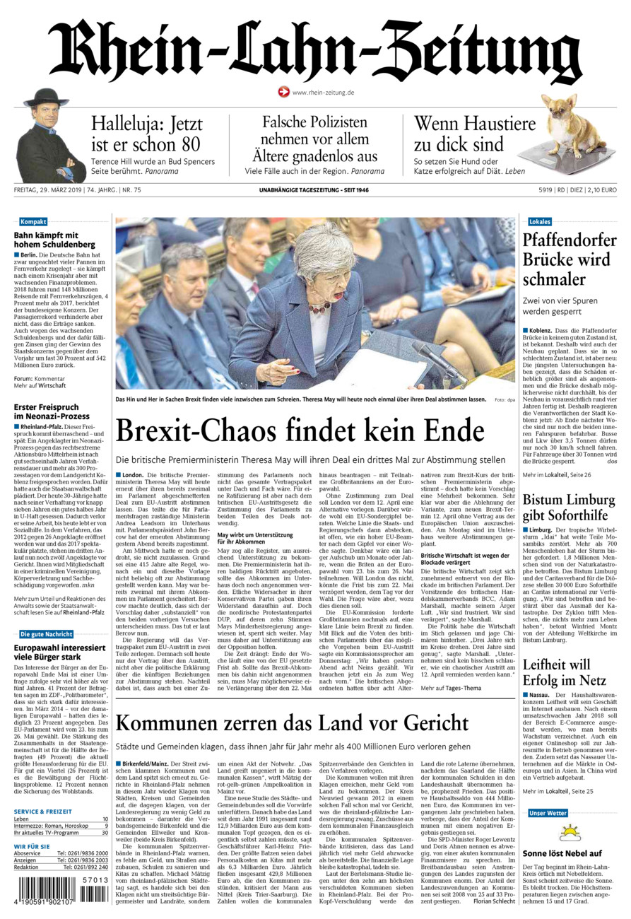 Rhein-Lahn-Zeitung Diez (Archiv) vom Freitag, 29.03.2019