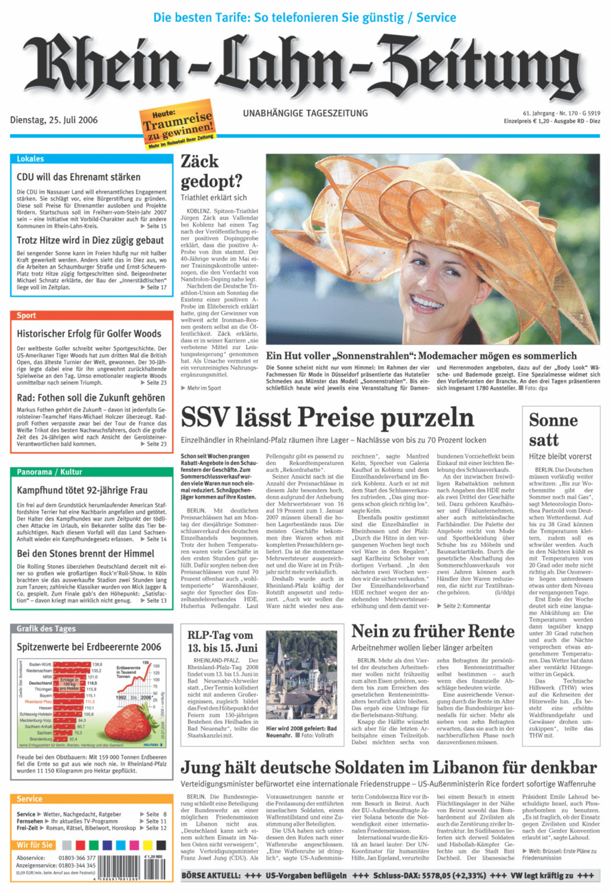 Rhein-Lahn-Zeitung Diez (Archiv) vom Dienstag, 25.07.2006