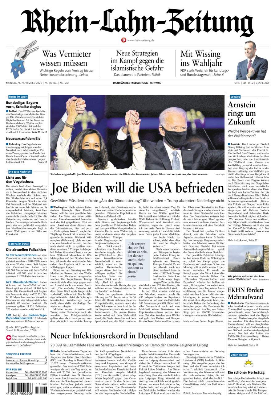 Rhein-Lahn-Zeitung Diez (Archiv) vom Montag, 09.11.2020
