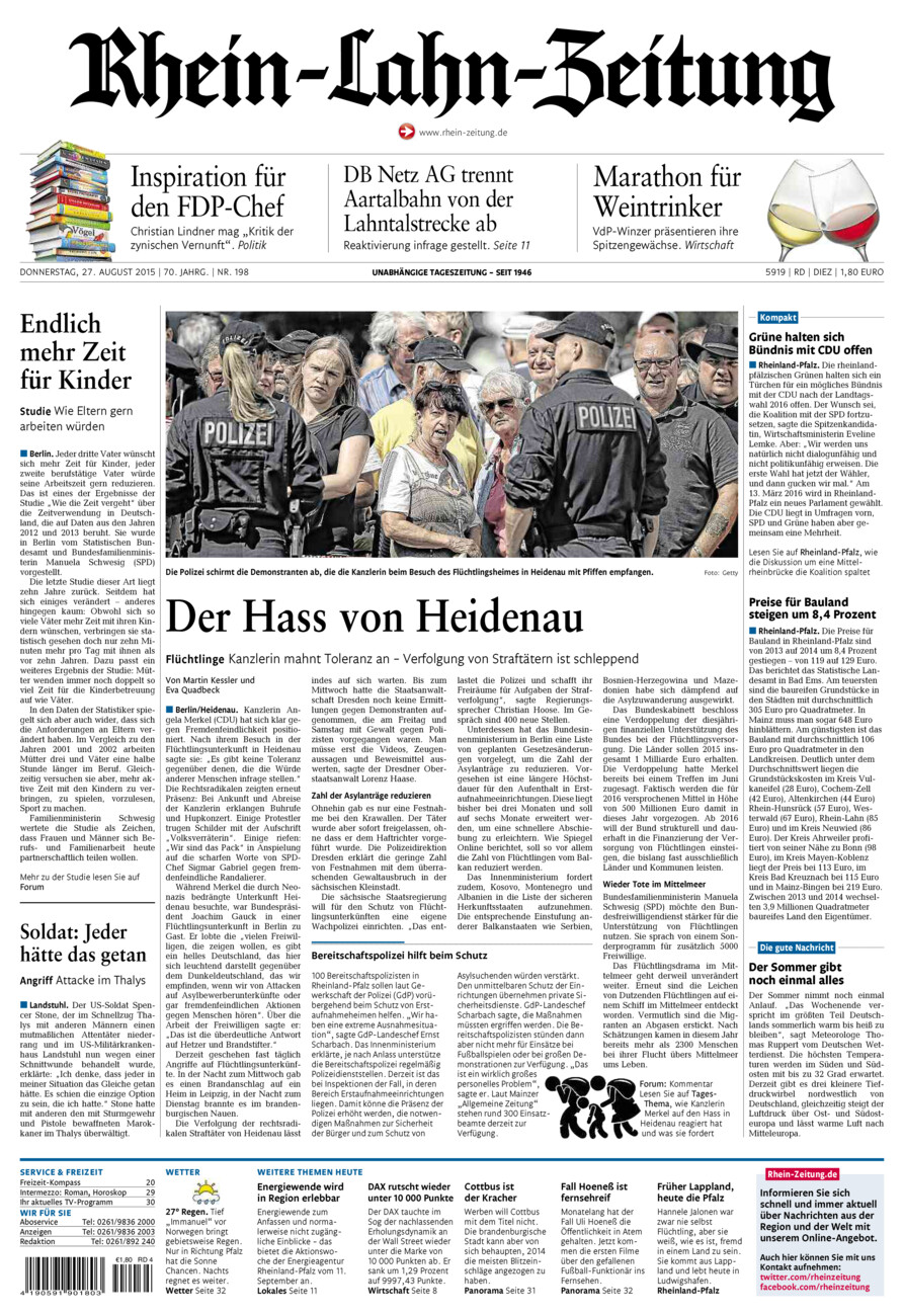 Rhein-Lahn-Zeitung Diez (Archiv) vom Donnerstag, 27.08.2015